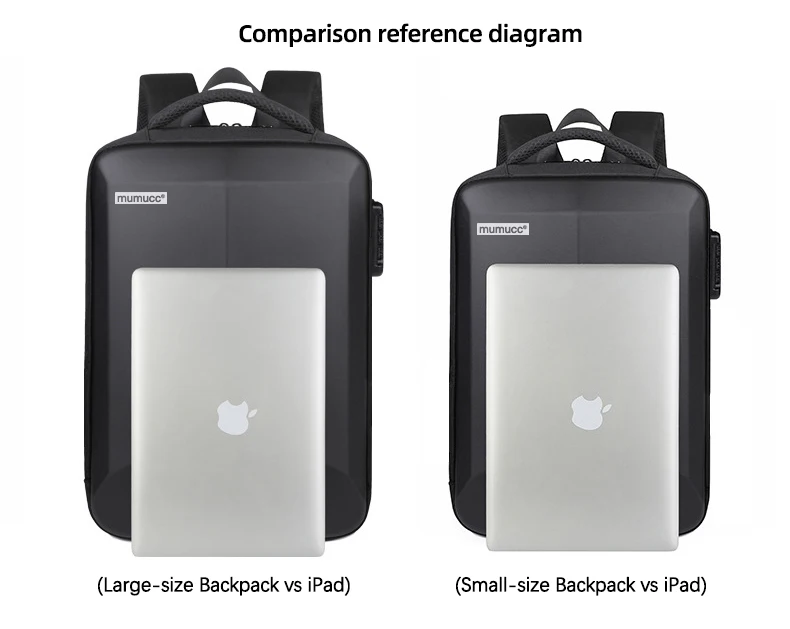 MUMUCC Hard EVA Shell Laptop Backpack Shockproof USB Type C Charging Anti Theft Password Lock Travel Backpack with Luggage Strap