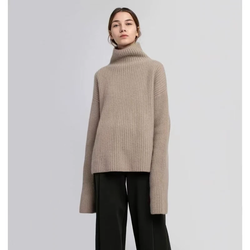 

Gaoke тяжелый стеганый кашемировый свитер женский ленивый ветровой водолазка свободный теплый вязаный свитер с широкими рукавами