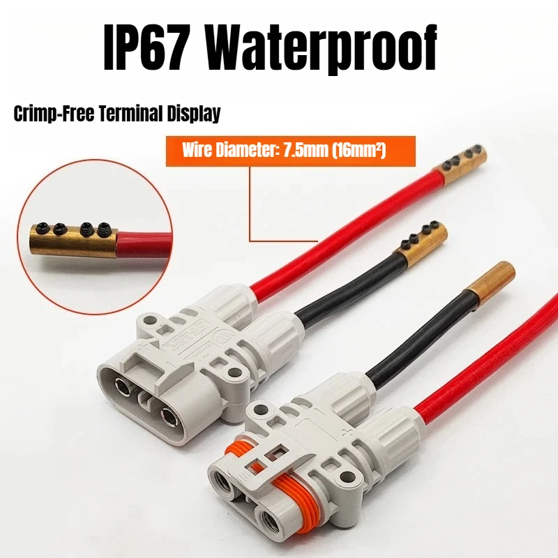16mm2 Cable Waterproof Parking Air Conditioning Plug With Lock Buckle for Generator Controller 120A Copper Charging Connector