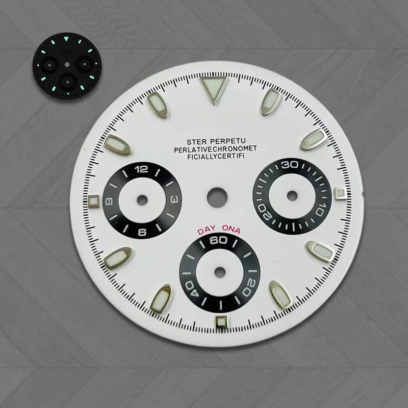 

29.5mm VK63 dial S dial multifunction chronograph green luminous quartz dial watch modification parts