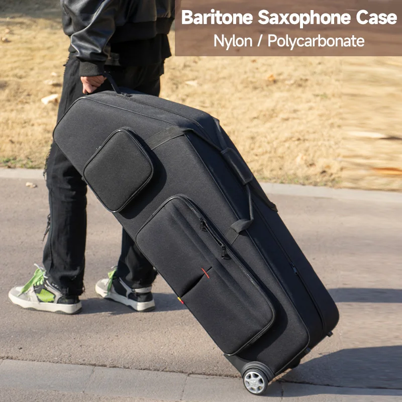 Yutiao Brand Tenor Saxophone Instrument Case with Double Shoulder Straps and Wheels for Pulling Musical Instrument Accessories