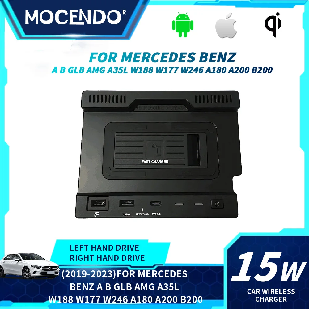 

15W Wireless Car Phone Charger Pad for Mercedes Benz a AMG GAL CLA GLB Fast Charging Interior Modification Accessory