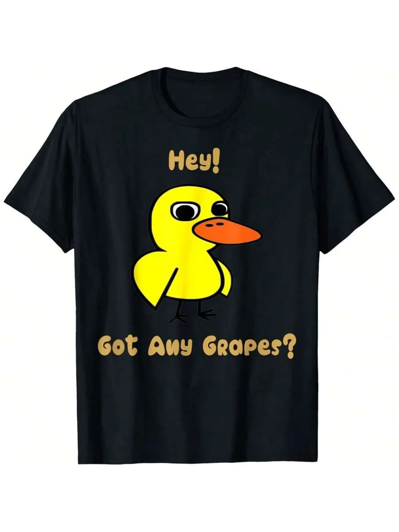 

Hey Got Any Grapes Funny Duck Cartoon Graphic T-Shirt Soft Cotton Short Sleeve Casual Unisex