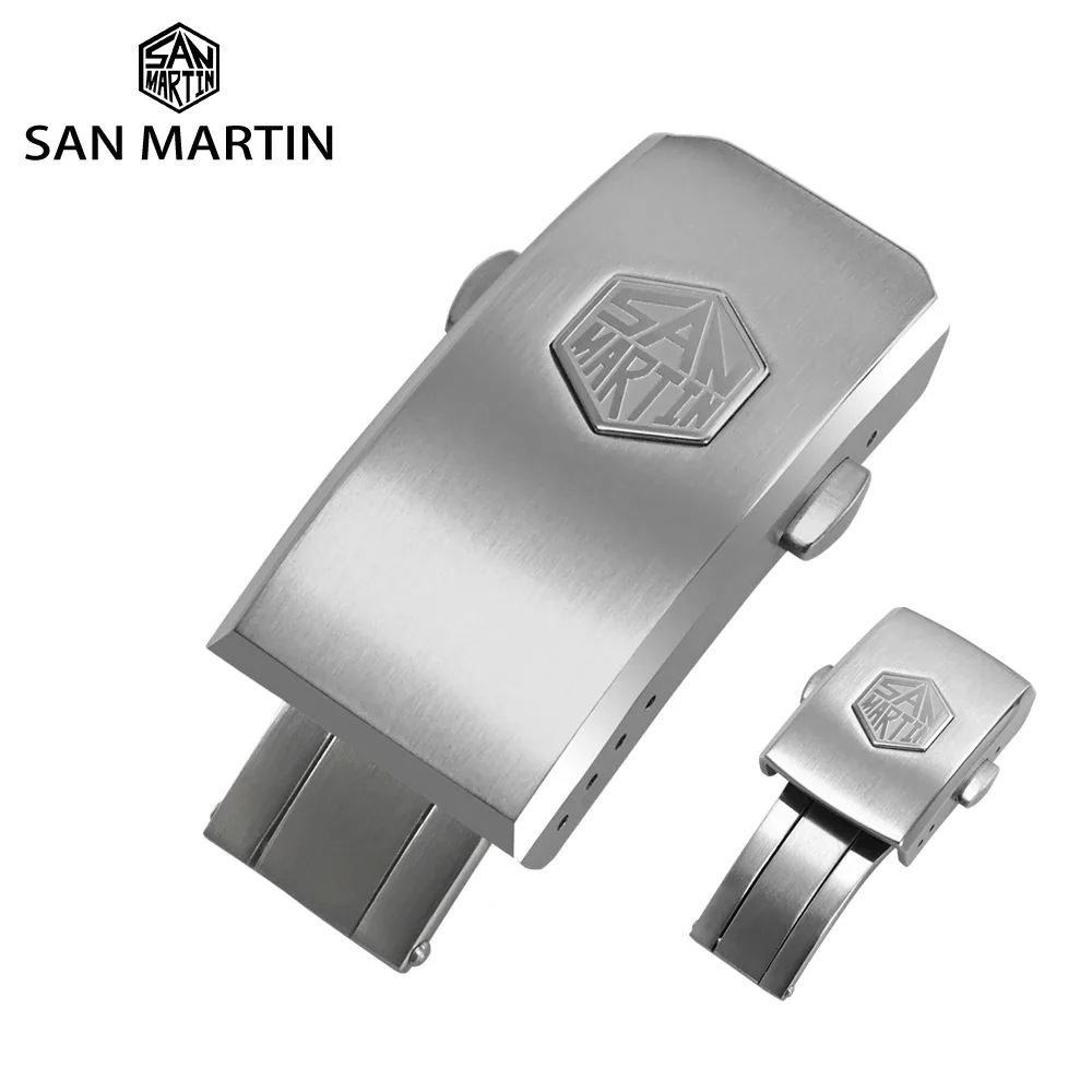 San Martin Watch Parts Bracelet Clasp 2/4 Micro Adjustment Hole Suitable For 16mm/18mm Universal Size Buckle 316L Folding Clasp