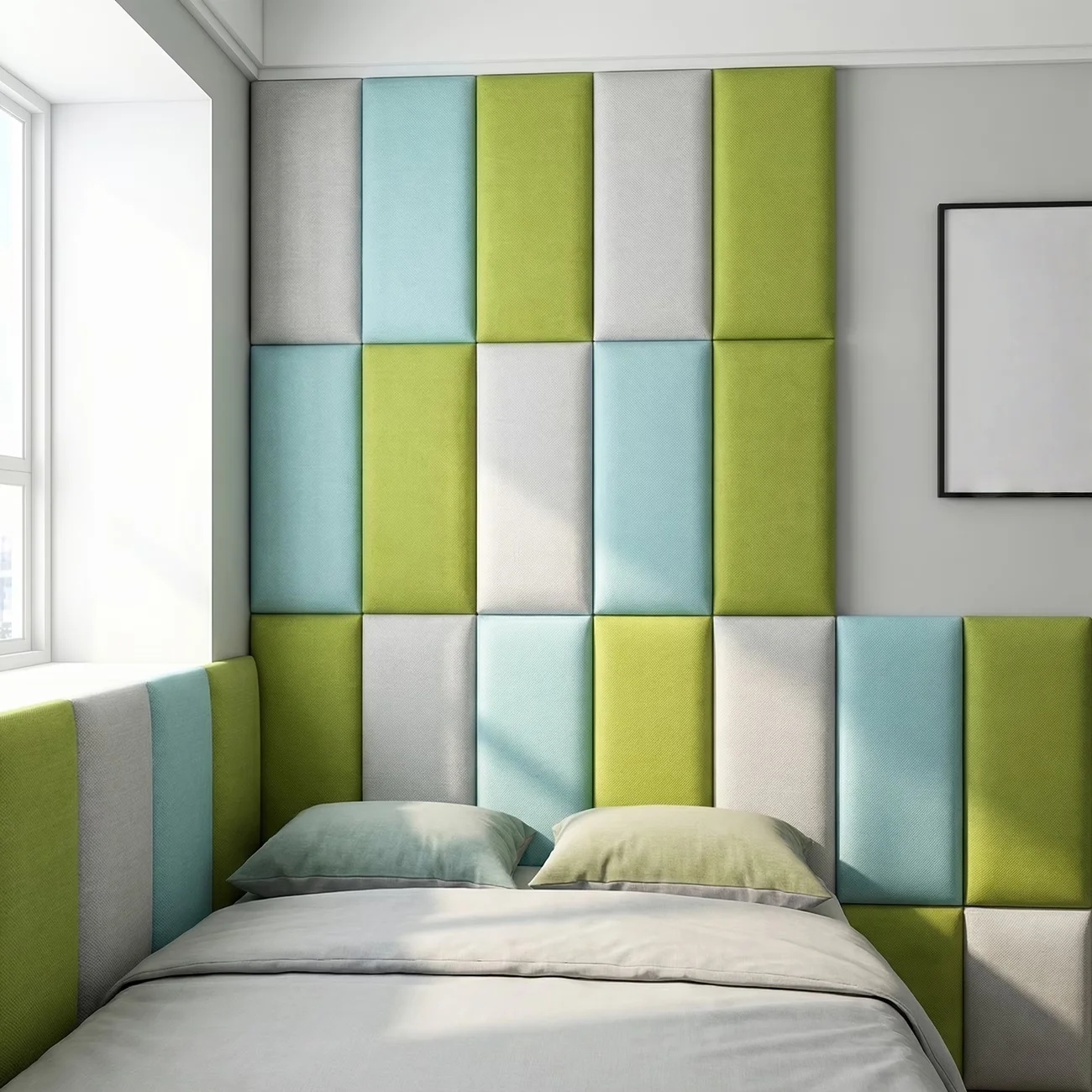 Self‑Adhesive Wall Mounted Soft Padded Headboard Upholstered Bed Head Decor for Rental Homes Bedroom Anti‑Collision Wall Panel