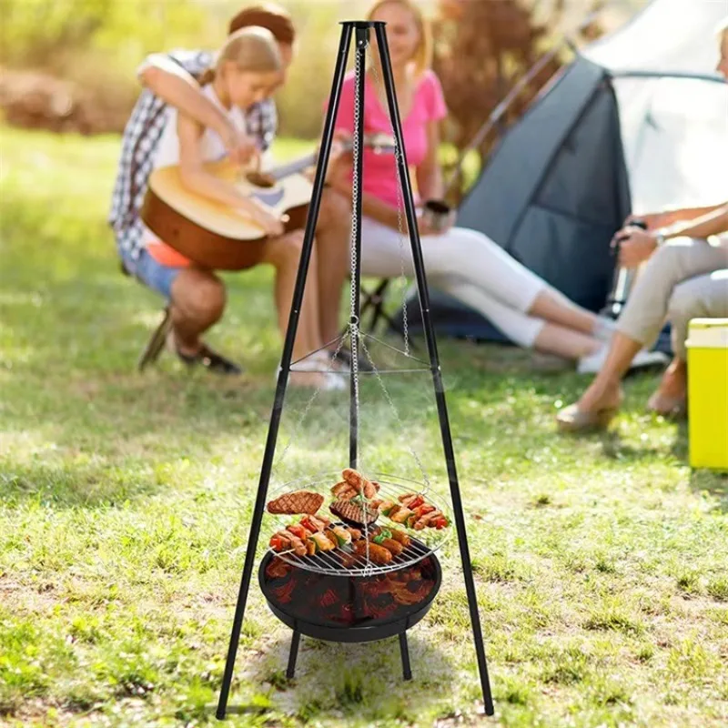 

Charcoal Stove Bbq Grill Outdoor Tripods Barbecue Grills Campfire Camping Equipment Grills Hanging American Portable Grill