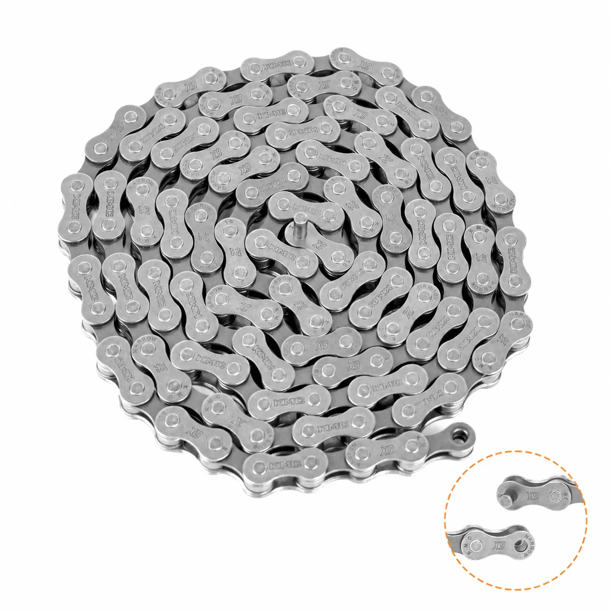 Für KMC X9 9-Gang-Fahrradkette, vernickelt, grau, Double X Bridge Hochleistungs-Fahrradkette, 114 Glieder, reibungsloses Schalten, rostbeständig, langlebige Kette für Shimano SRAM MTB Rennräder