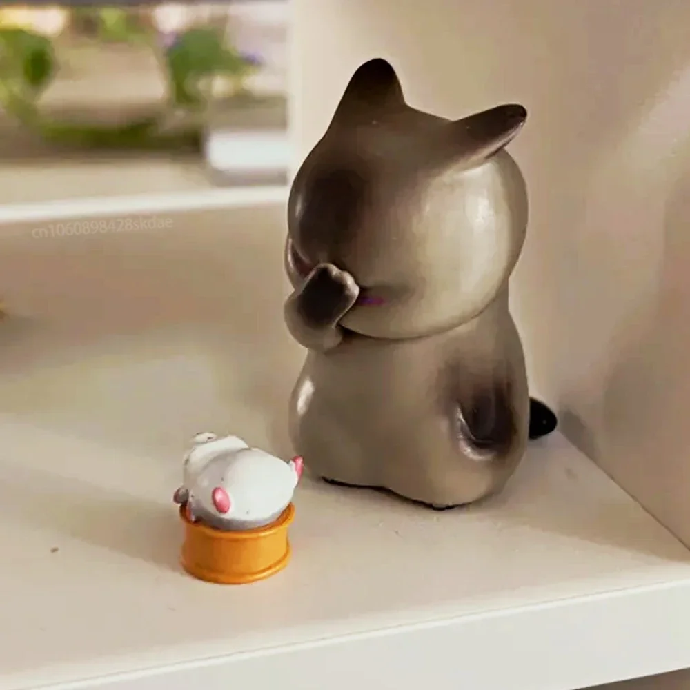 9Pcs Cute Mini Cat Doll Ornaments Figures Statue Model Desktop Gifts for Room Office Car Home Decoration Accessories