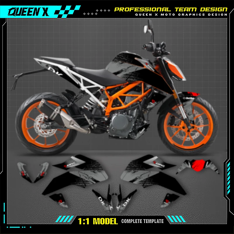 

Queen X MOTOR For KTM DUKE125 390 2020 2019 2018 2017 Graphics Decals Sticker Kit Motorcycle Accessories Numer Name Custom 018