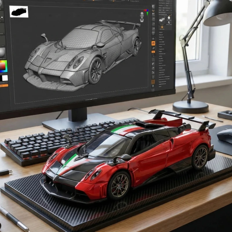 

1:32 Pagani Imo Alloy Car Roadster Model Bedroom Book Collection Cabinet Desktop Model Boy Toys Children Gifts High-end Model