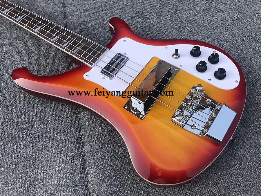 Electric Bass Guitar,4 Strings, Output Jack,   4003  Cherry Sunburst Color, High Quality, Custom Guitar, Free Shipping