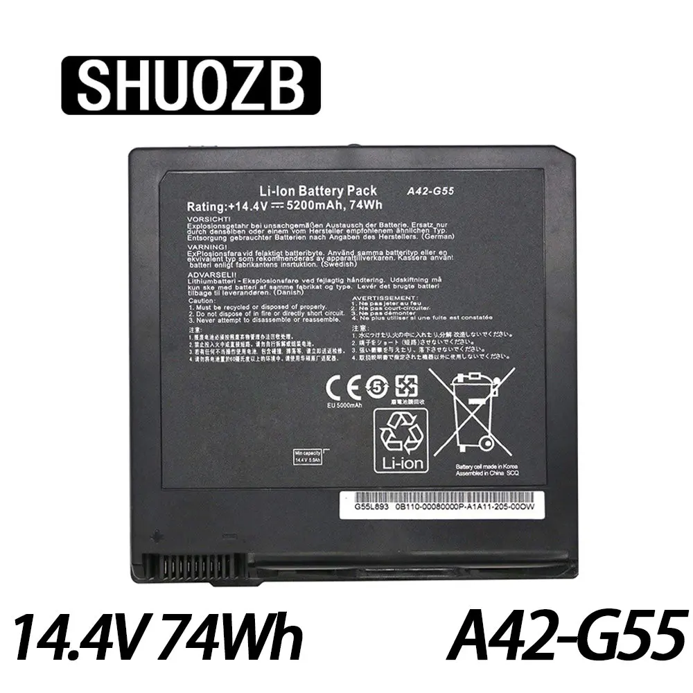 

SHUOZB A42-G55 Аккумулятор для ноутбука ASUS G55V G55VM G55VW S1129V ES71 DH71 DS71 S1020V ROG-G55VW G55XI361VW G55XI363VW 14,4 V 74Wh