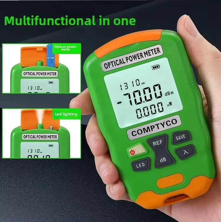 COMPTYCO AUA-DC7/D5 Mini Optical Power Meter Fiber Optic Tester OPM Dengan Lampu LED Isi Ulang