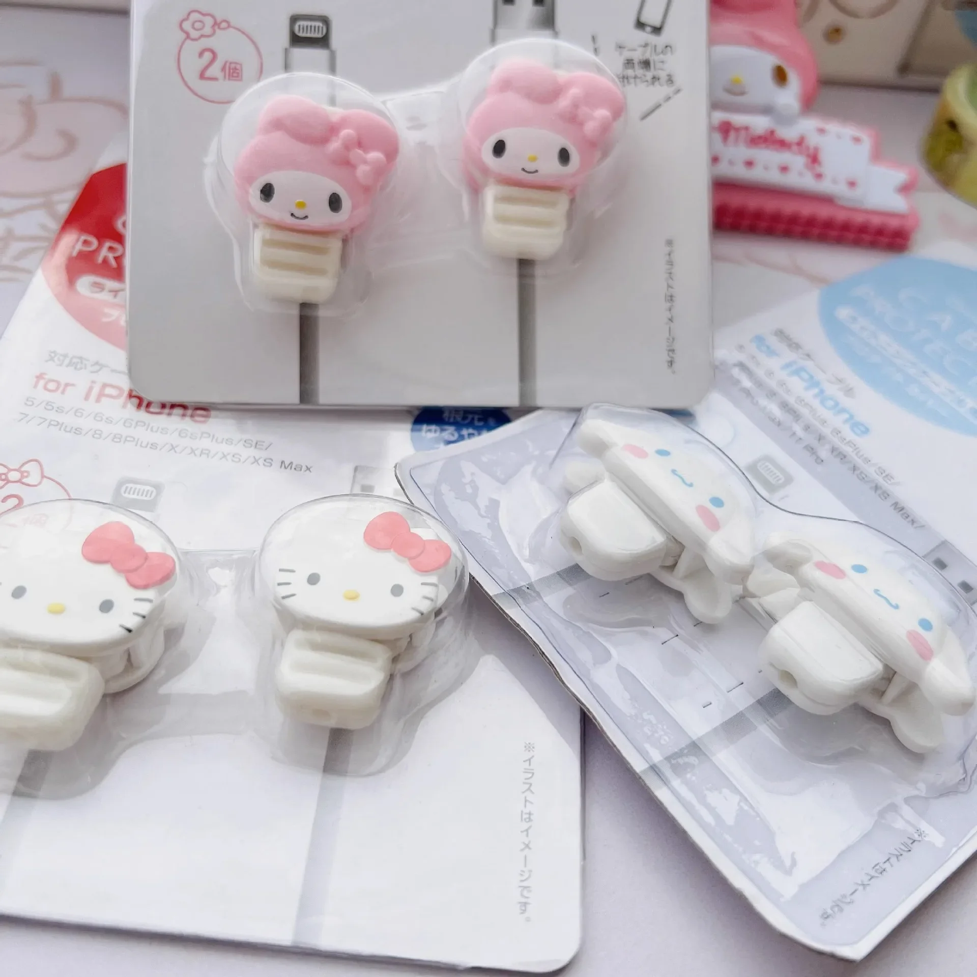 

Kawaii Sanrio Cinnamoroll Kitty Data Wire Winder Charging Head Charger Protective Cover Collector Cable Organizer Protection