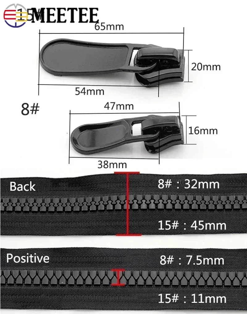 8# 15# Large Resin Zipper 70-150cm Double/Single Slider Open-end Zippers for Sew 20cm Close-End Pocket Zips Jacket Lock Long Zip