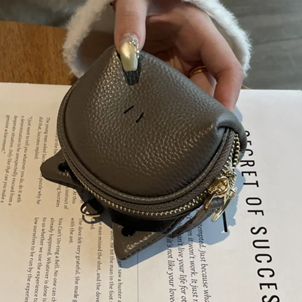 Wytrzymała portmonetka na monety z prawdziwej skóry na zamek błyskawiczny, etui na karty, portfelik na drobne, kopertówka, breloczek do kluczy, mini torebka na klucze damska.