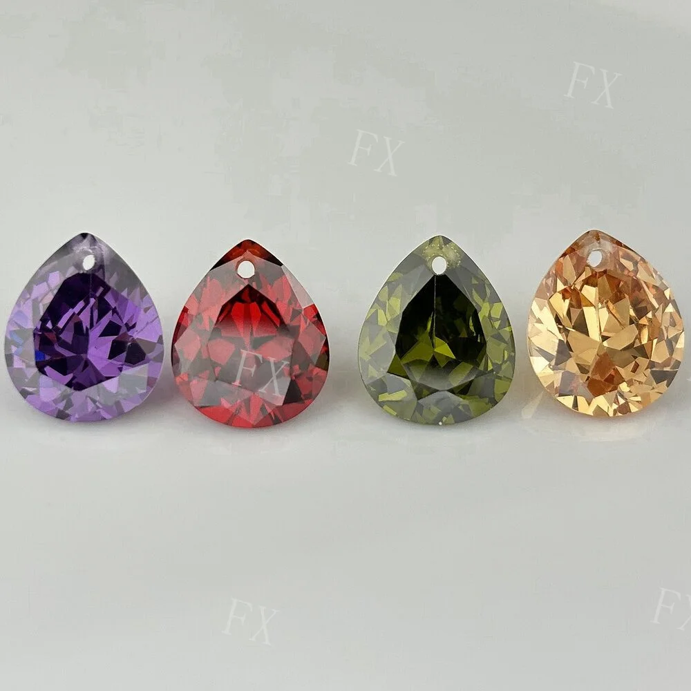 Multicolour Pear Single Hole Beads Cubic Zirconia Stones AAAAA Loose Cubic Zirconia Stone Jewelry Make