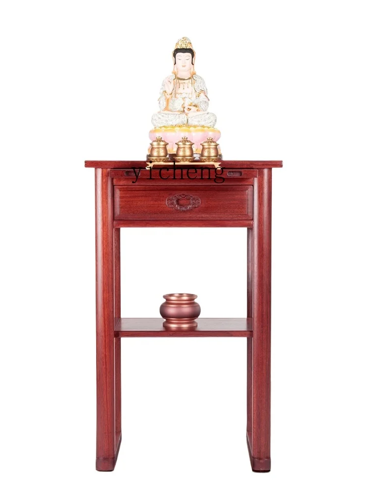 Tqh Buddha Niche Altar Buddha Shrine Household New Chinese Style Altar Living Room Solid Wood Incense Burner Table