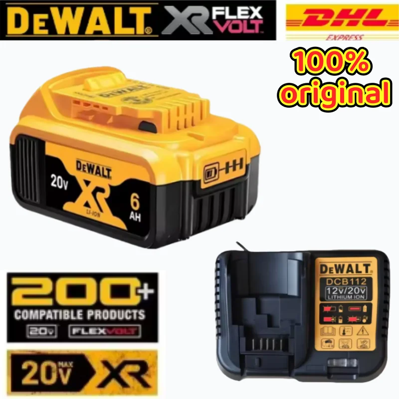 

Original DEWALT 20V 6Ah Lithium Battery DCB205 with Full Protection & Long Lifespan Fast Charging 9Ah,6Ah,5Ah,2Ah High Capacity
