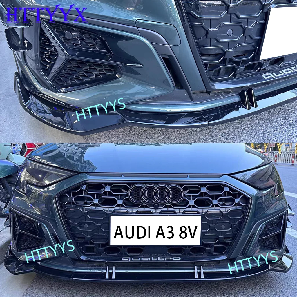 HTTYYX For Audi A3 S3 8Y S-Line 2021 2022 2023 Front Bumper Splitter Lip Diffuser Body Kit Spoiler Guard