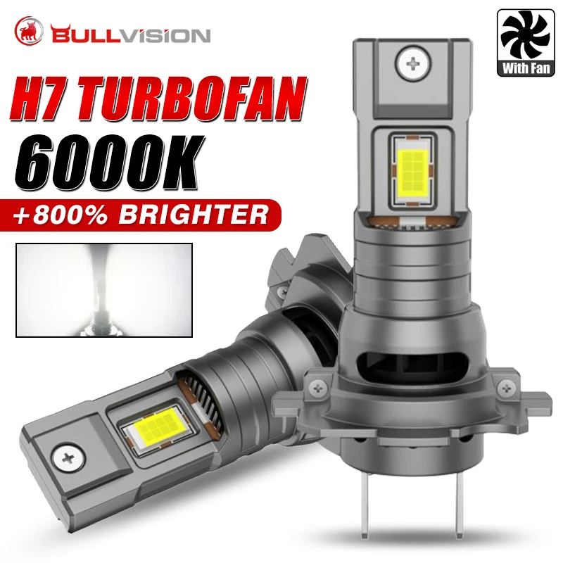 

Bullvision 300W Canbus H7 LED Headlights 1:1 Mini Size LED Bulb 6000K 30000LM Auto Lamp Fog Light CSP Wireless Car LED with Fan