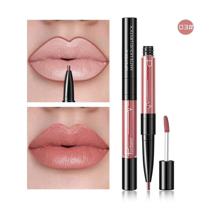 New Double-headed Lipstick Matte Lip Gloss Lip Liner Long Lasting Easy Makeup and Waterproof Makeup Beauty Matte Lipstick