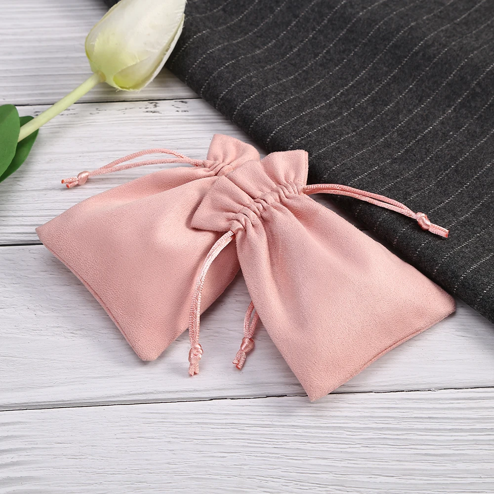 5pcs Flannel Jewelry Organizer Packing Pouch 7X9cm Drawstring Small Gift Bags Wedding Favor For Guests Bulk Candy Bag Can Custom