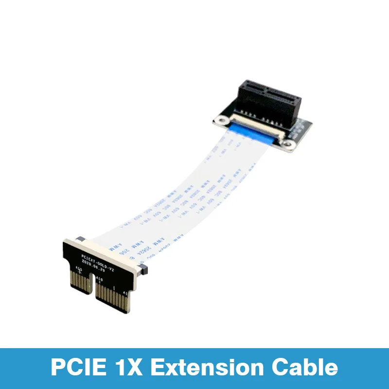 Ultra-Short PCI-E X1 Extension Cable 36pin Double 90 Degree Angled PCIe 1x Male to Female Ribbon Flexible FFC Riser Extender