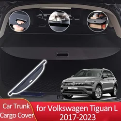 Auto Trunk Cargo Cover for Volkswagen VW Tiguan L MK2 2017-2023 2021 2019 BW Retractable Luggage Storage Partition Anti-peeping