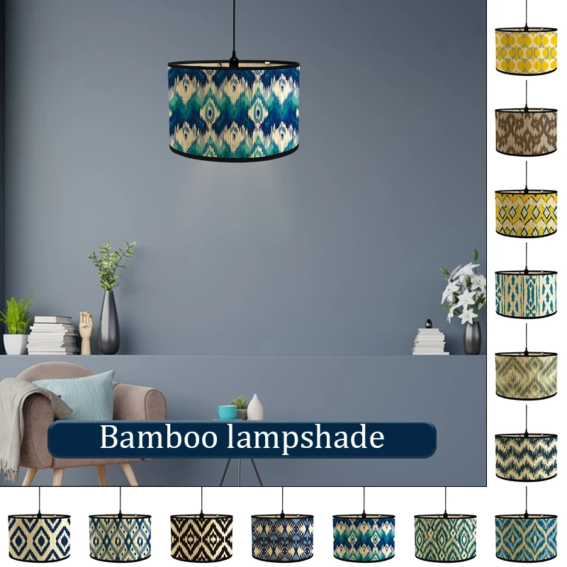 Pantalla de lámpara Retro hecha a mano, decoración del hogar, candelabro folclórico, cubierta de luz, tejido de bambú, artesanías de iluminación