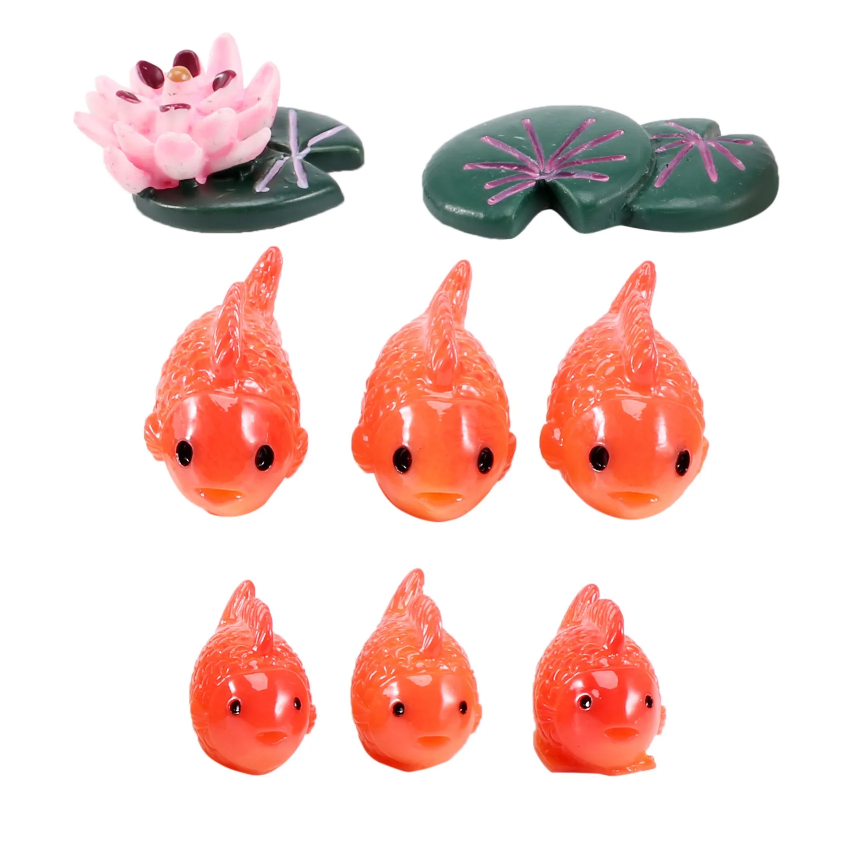 8pc/lot Red Fish miniature figures decorative mini fairy garden animals Moss micro-landscape ornaments resin baby toy