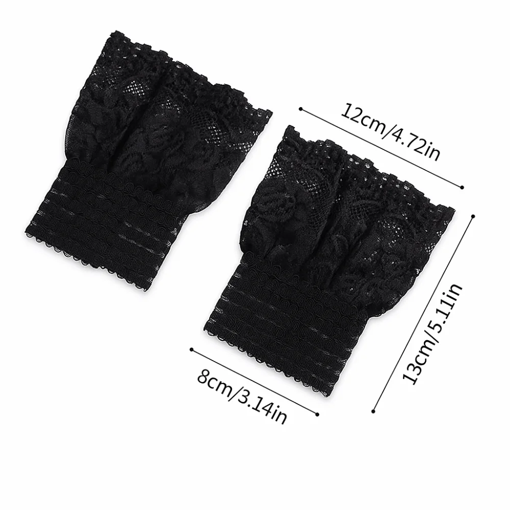 1 par versátil elegante punhos falsos padrão bordado cor sólida punhos falsos finos destacáveis pulseira decorativa para mulher