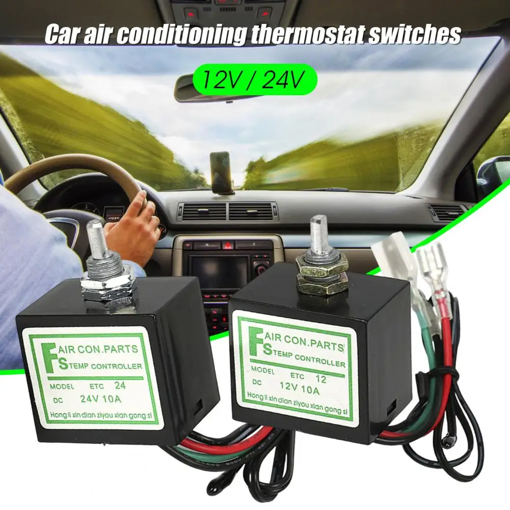 AC Thermostat Controller  Practical Heat-resistant Anti-Corrosion  12V/24V 10A Car A/C Temperature Switch for Car