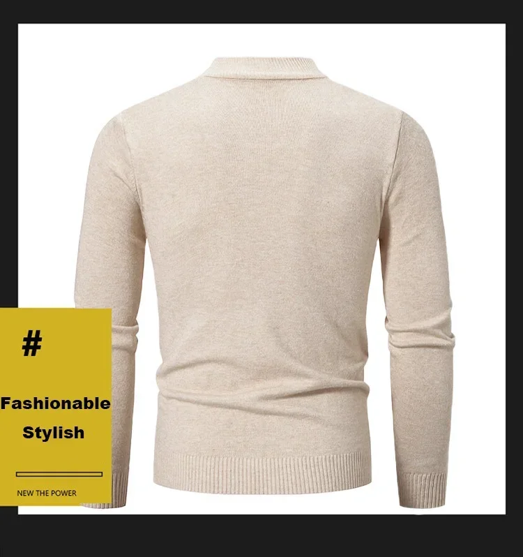 Herbst männer Hälfte Rollkragenpullover Einfarbig Grundlegenden Stil Casual Mode Strickwaren Slim Fit Hohe Elastische Männliche Warme Pullover – Detail 3
