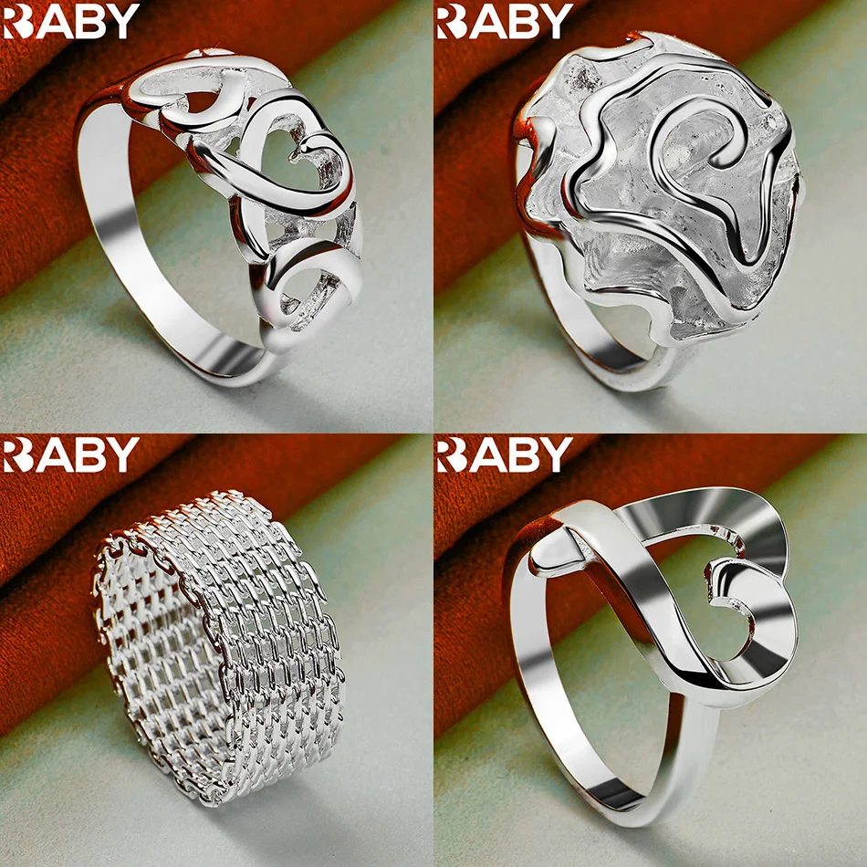 

URBABY 925 Sterling Silver Size 6-10 Geometric Ring For Women Men Fashion Jewelry Charm Grace Wedding Engagement Accessories