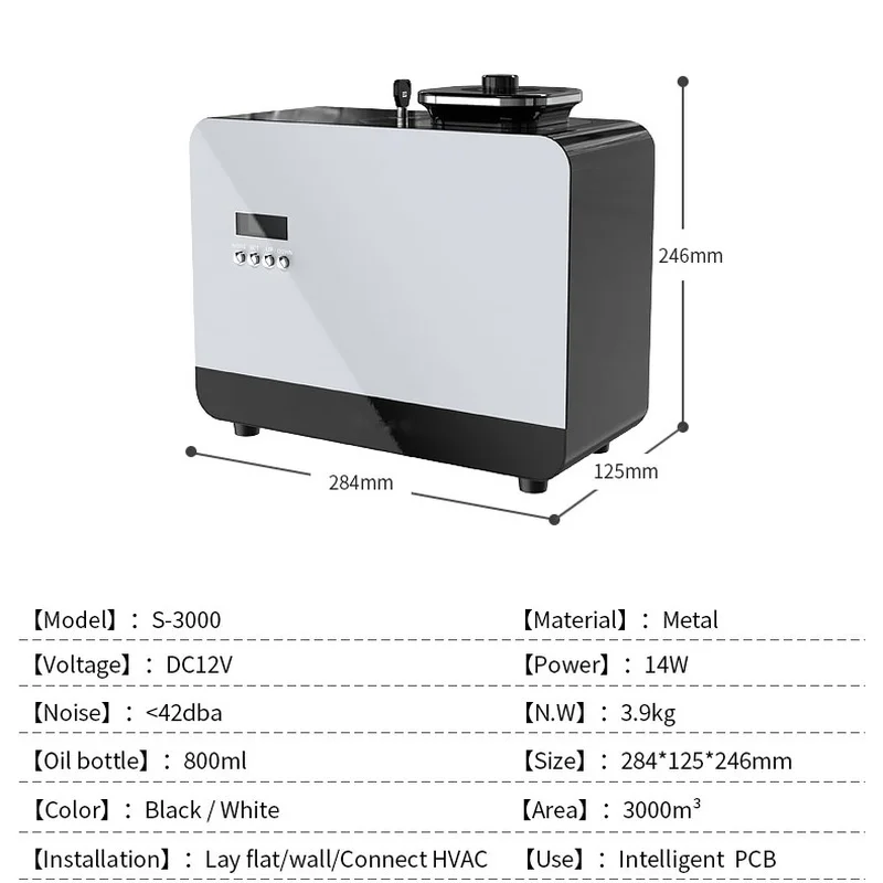 3000m3 Essential oil Diffuser Scent Machine Fragrance 800ml HVAC System Scent Marketing Sprayer Automatic Aroma Dispenser Hotel