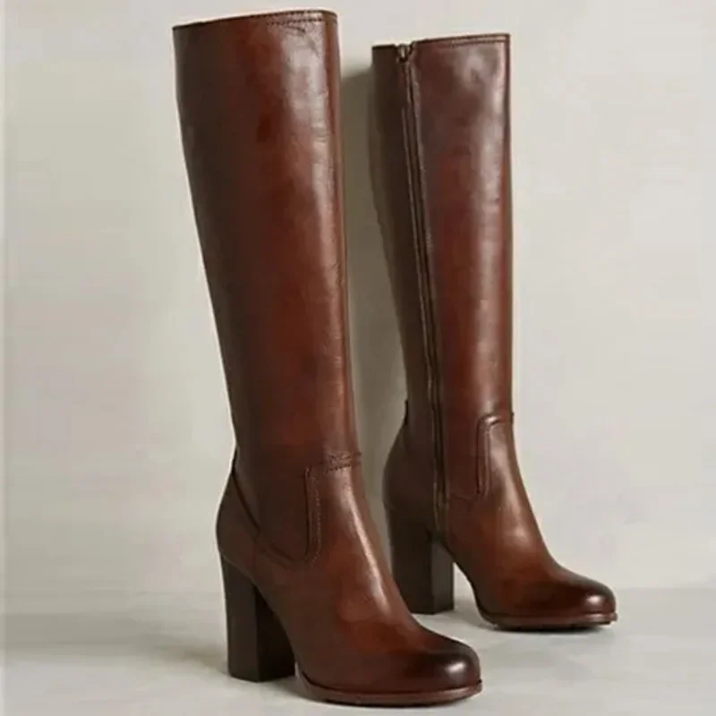 Shoes Women Boots Over Knee Round Toe Zipper Boots-Women Winter Footwear Luxury Designer Over-the-Knee 2025 Large Size Ladies Fa image 4