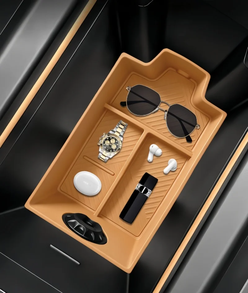 Car Armrest Box Silicone Storage Box Fit for ICAR V27 2026 Modified Car Armrest Expansion Storage Box Interior Accessories