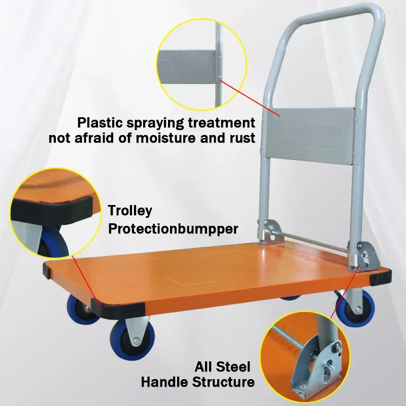 Foldable steel platform trolley for 300kg