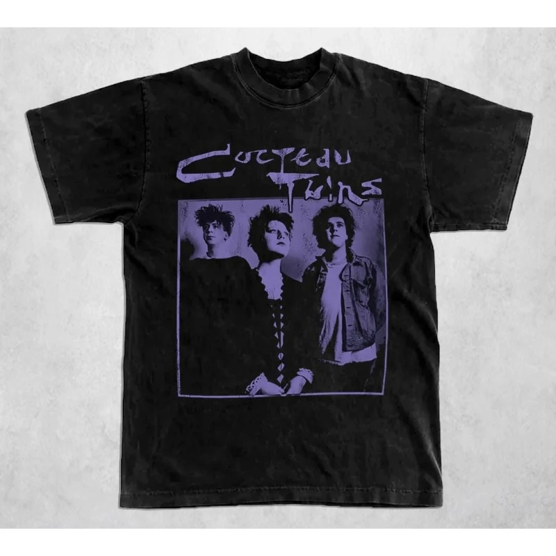 Men Women Vintage Washed Graphic T‑Shirt Cocteau Twins Retro Band Member Print Crew Neck Short Sleeve Shoegaze Music Tops