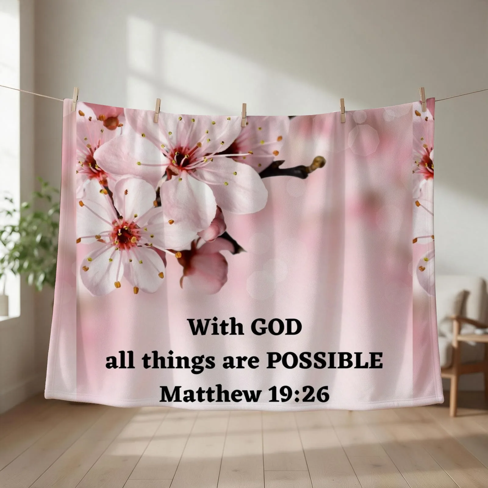 Matthew 19:26 - With GOD all things are POSSIBLE Throw Blanket Beautifuls Luxury Plaid on the sofa Soft Plaid Blankets