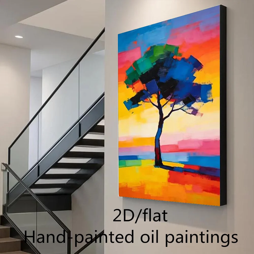 Large Forest Scenery Mural Abstract Oil Painting - 100% Handmade Thick Layer Wall Art Picture for Home Living Room Decor Image