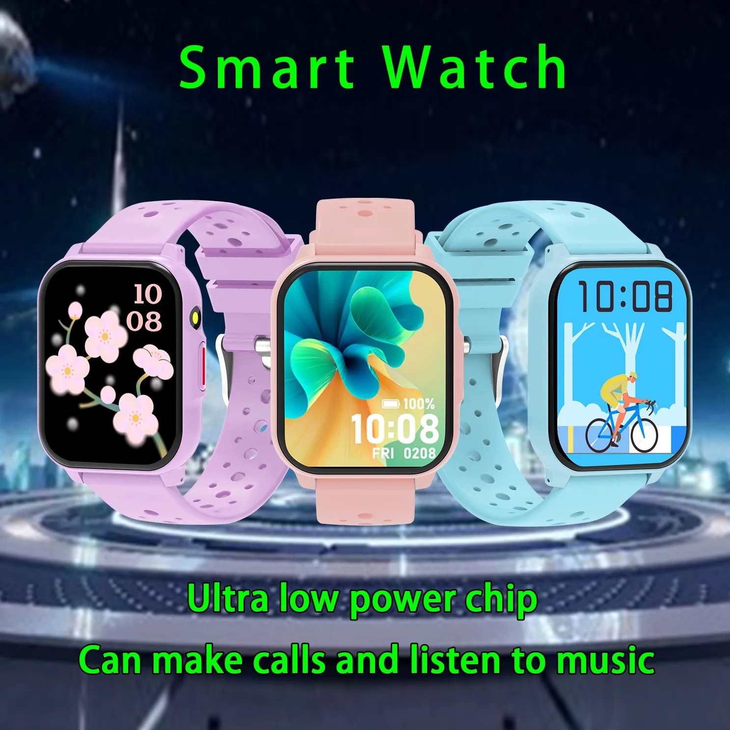 Fashion Square Smart Watch BT Dial Calling Multiple Grid View Led Light Multifunctional Smartwatch with Large Battery