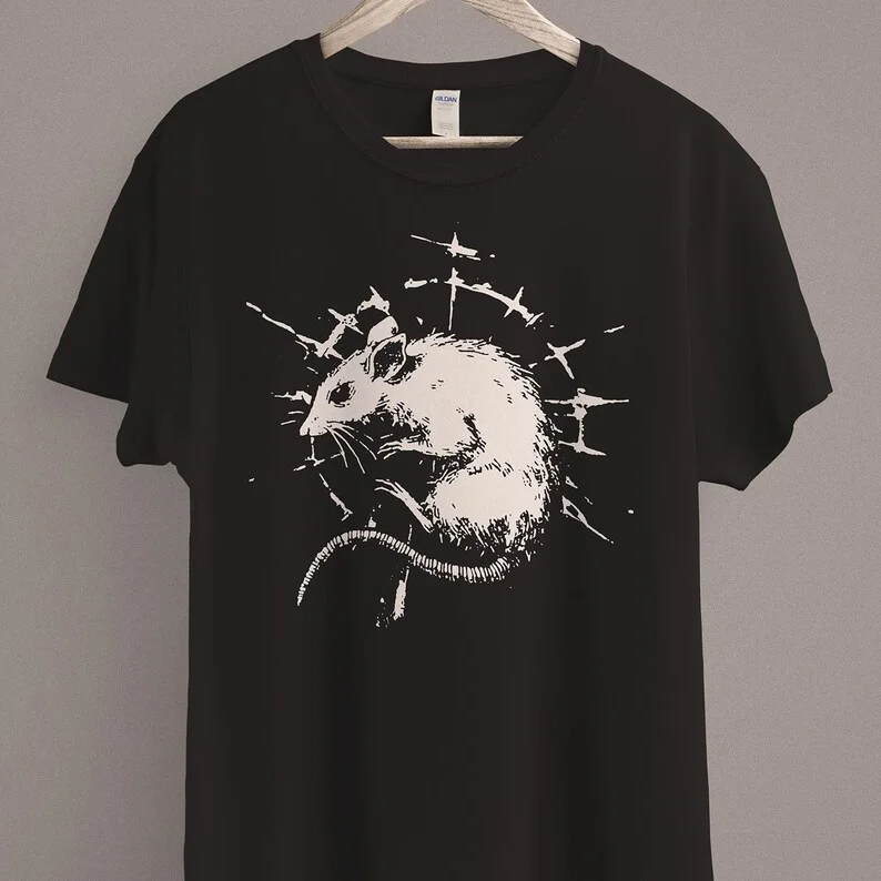 الموت الأسود تي شيرت القرون الوسطى الفئران قميص القوطية الجرونج الملابس الرعب القوطي التاريخ الجمالي الظلام الأكاديمية رجل وامرأة تي شيرت علوي #2