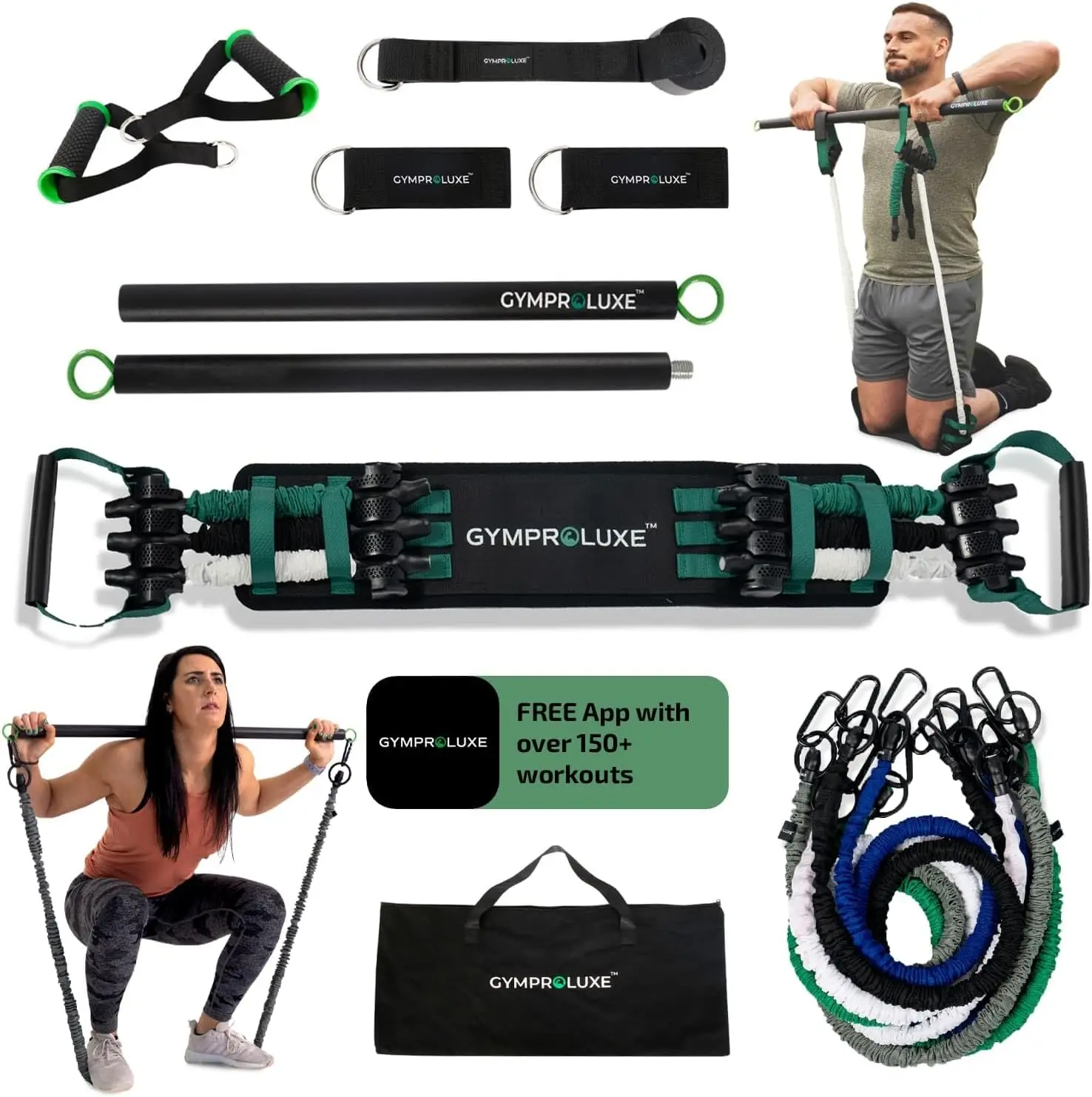 

Original Portable Gym - Resistance Exercise Band Set for Home Gym - 200LBS Resistance Band Set for Men and Women