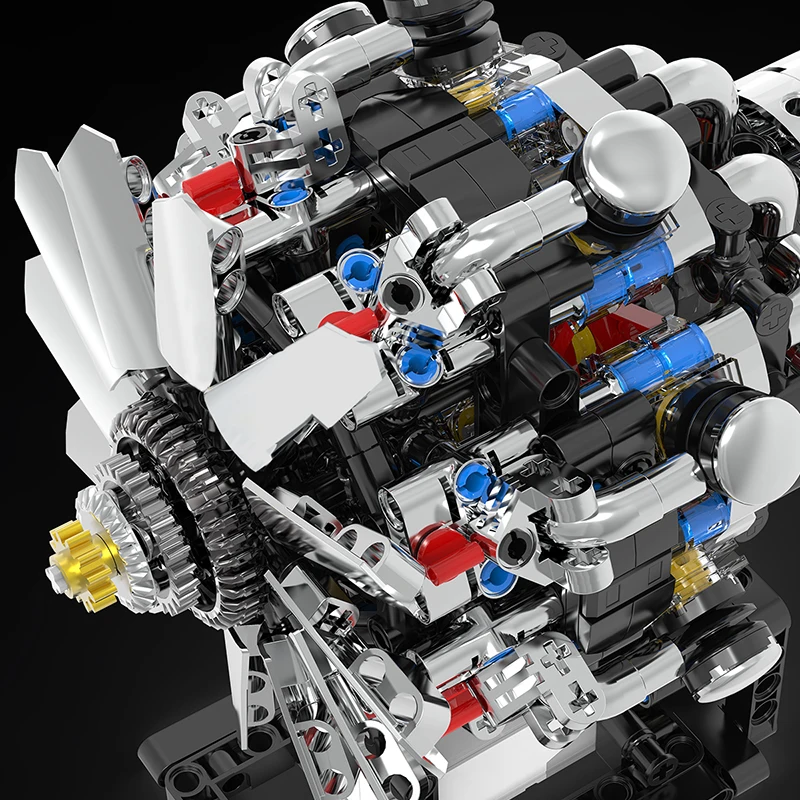 Nuevos bloques de construcción de motor de combustión interna de motor de avión V8, kits educativos de potencia de modelo de simulación, regalos para niños