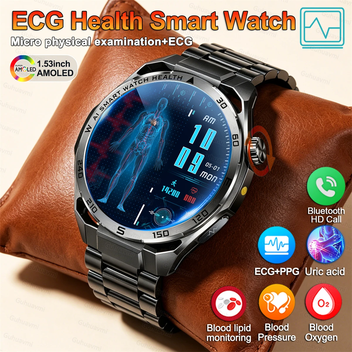 Smart Watch Men For Android ios Voice Call Health Physical examination Watch Blood Pressure BO2 UricAcid ECG Smart watch Sport