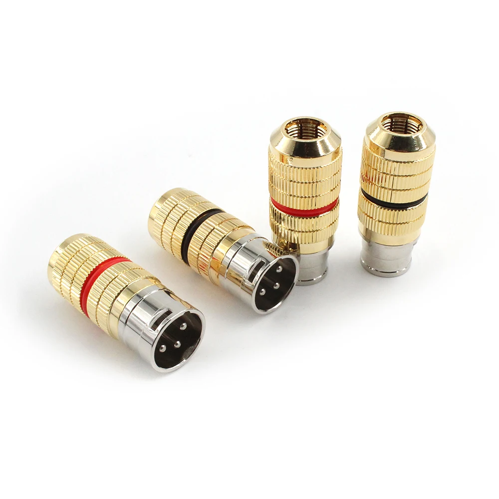 

4pcs Cradas CGF Rhodium Plated XLR Plug Connector HiFi Audio 3Pin M & F Black Red