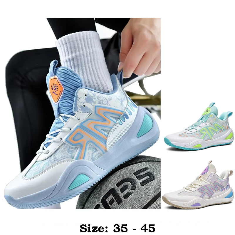 

Высококачественная повседневная спортивная обувь для мужчин, новинка 2025 года, размер 35, 36, 44 45, удобные уличные баскетбольные кроссовки для бега, белые, синие