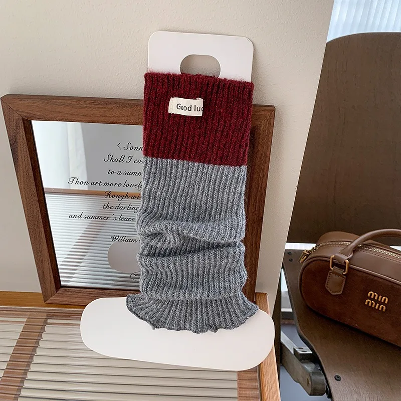 

Color-Matched Knitted Stockings Comfortable Thick Warm Calf Socks Warm Leg Warmers Skin Friendly Knee High Socks For Winter Wear